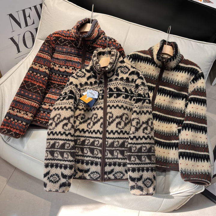 Damen Fleecejacke mit hohem Kragen und modischem Muster Drune