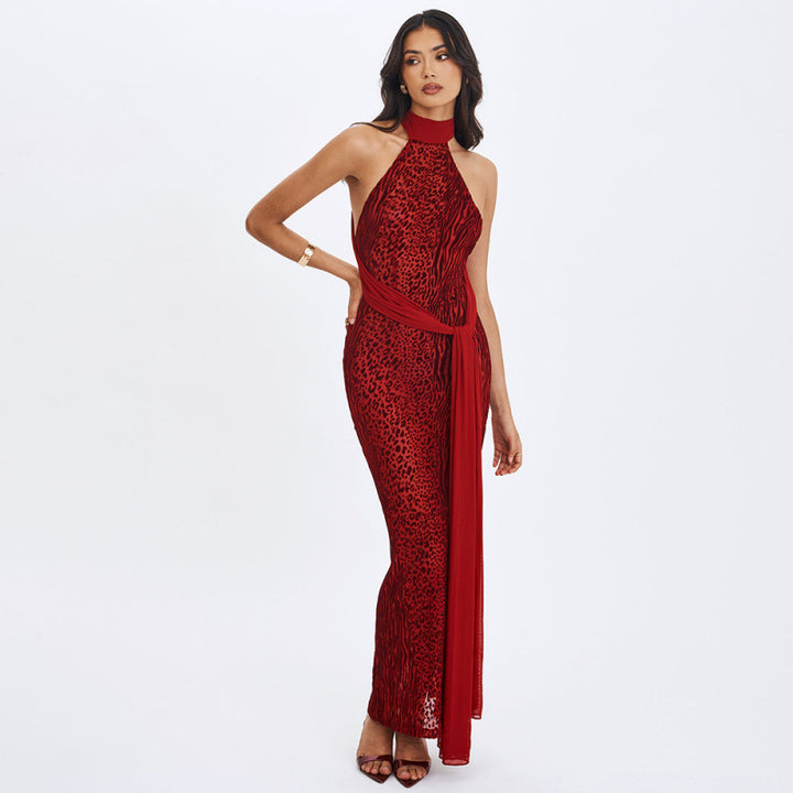 Damen Maxikleid mit aufregendem Wickeldesign und elegantem Halterkragen Drune