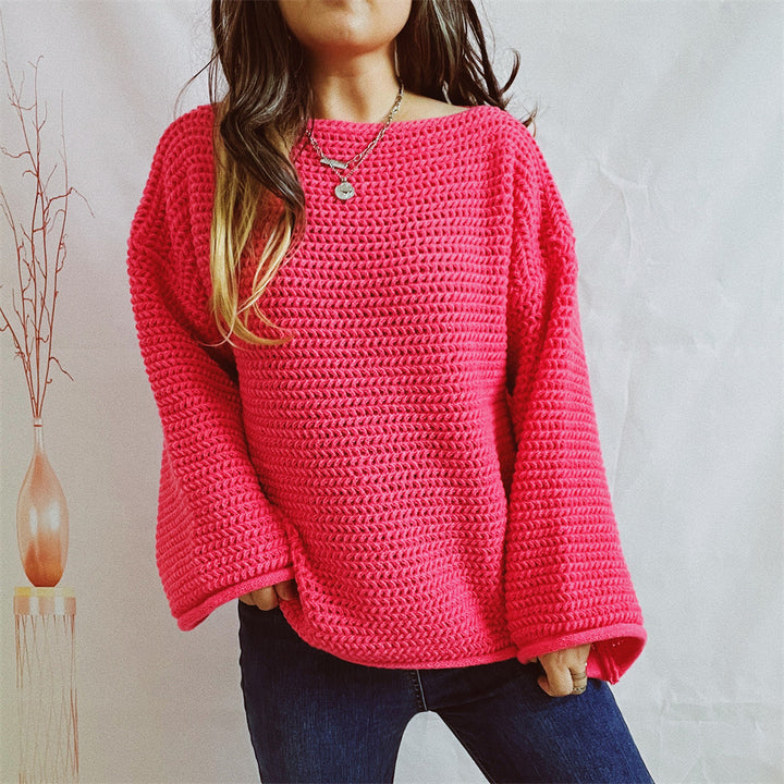 Damen Grobstrickpullover mit weitem Schnitt und lässigen Ärmeln Drune