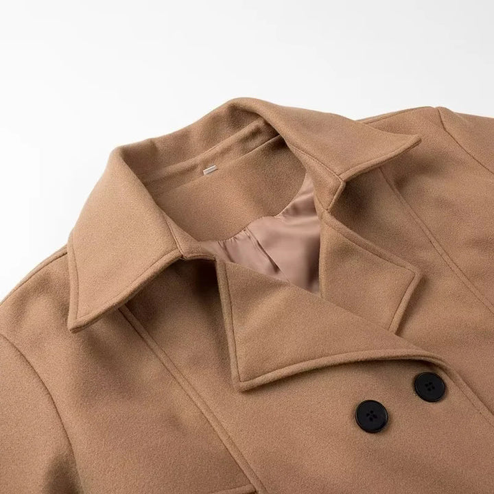 Damen eleganter Trenchcoat mit Schulterklappen und Taillengürtel Drune