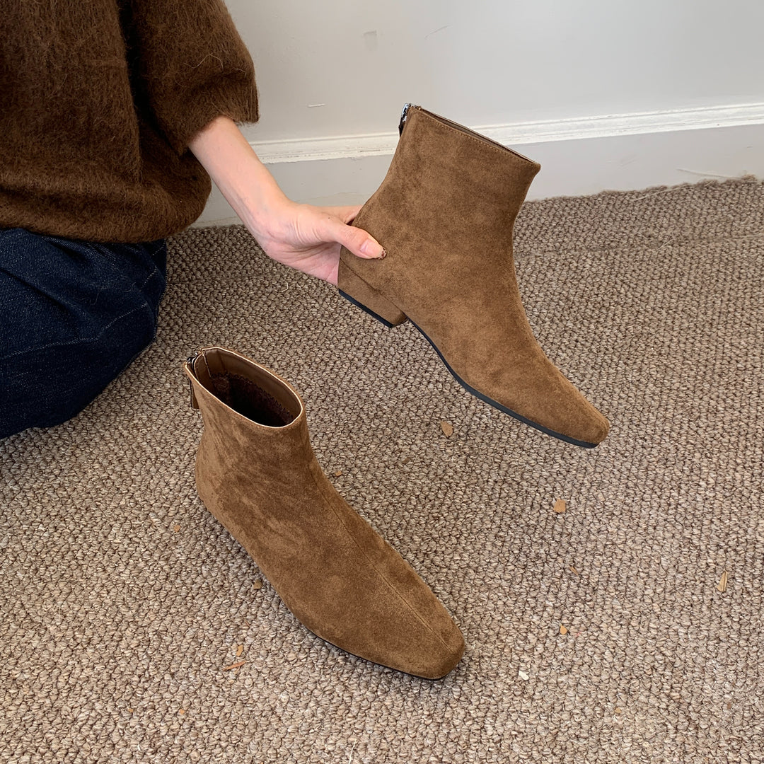 Damen Wildleder Spitz Zehen Knöchel Stiefeletten Drune