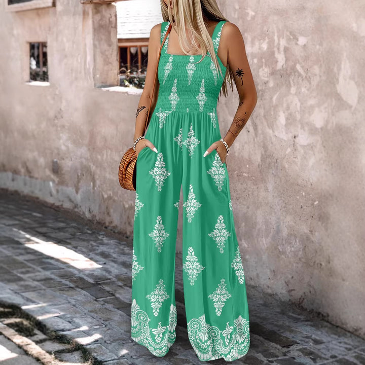 Damen Weitbeiniger Jumpsuit mit elastischem Oberteil und praktischen Taschen Drune