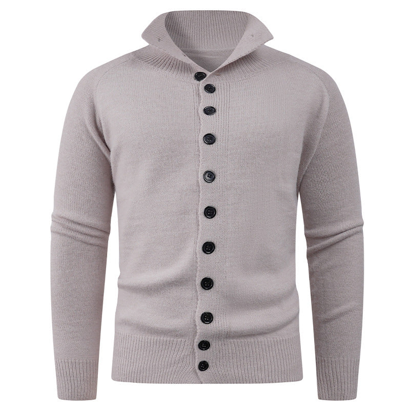 Herren Strickpullover mit hohem Kragen und Knopfverschluss Drune