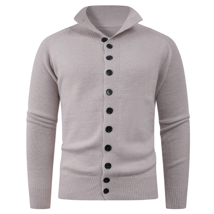 Herren Strickpullover mit hohem Kragen und Knopfverschluss Drune