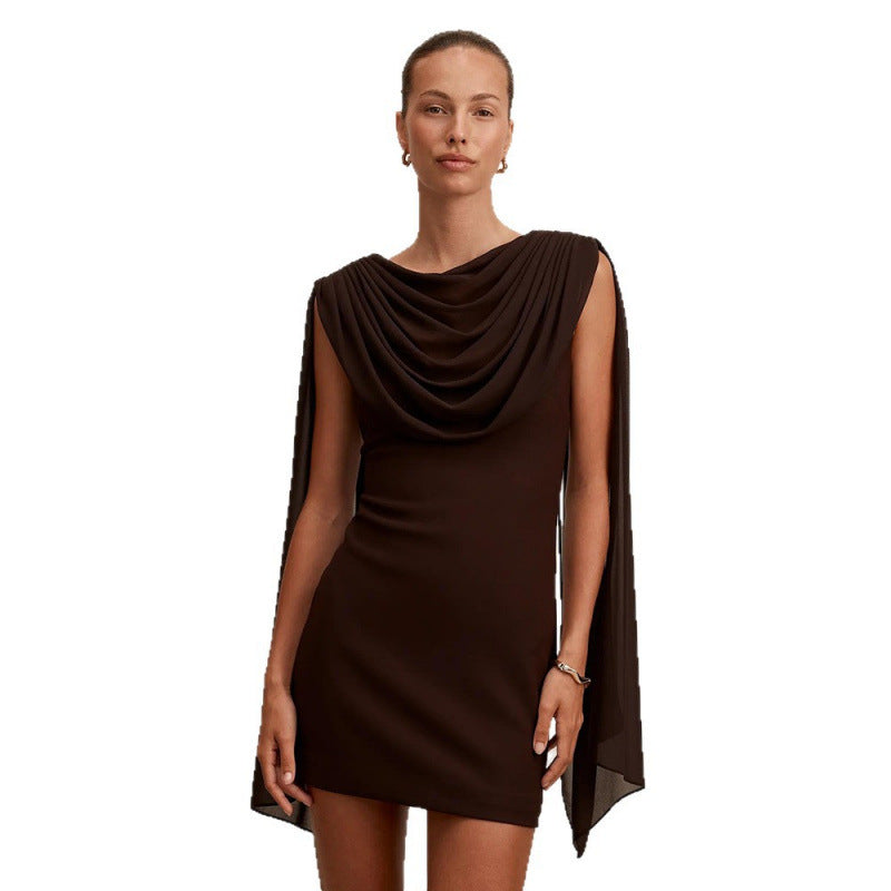 Damen Elegantes Cocktailkleid mit drapierter Schulterpartie und figurbetontem Schnitt Drune