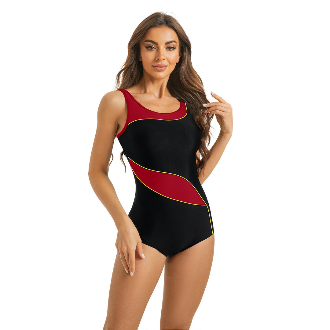 Damen Sportlicher Einteiler Badeanzug mit ergonomischem Schnitt und modischem Farbdesign Drune