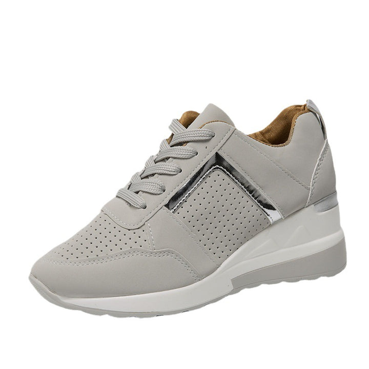 Damen nan sportive Plateau-Sneaker mit perforiertem Microfaser-Obermaterial gepolstertem Komfortfutter und reflektierendem Zierstreifen Drune