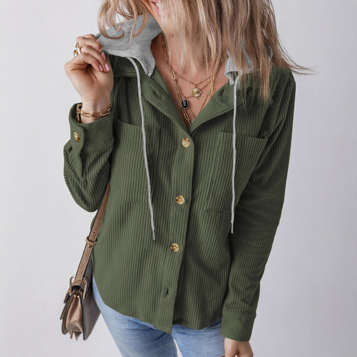 Damen Sportlich-elegante Hemdjacke mit Kapuze und praktischen Taschen Drune