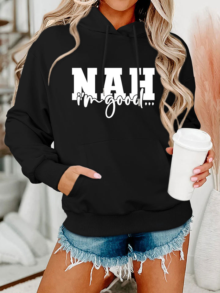 Damen Kapuzenpullover mit motivierendem Schriftzug und bequemer Passform Drune