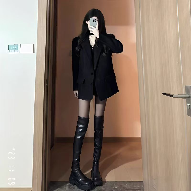 Damen Oversized Blazer mit Taschen Drune
