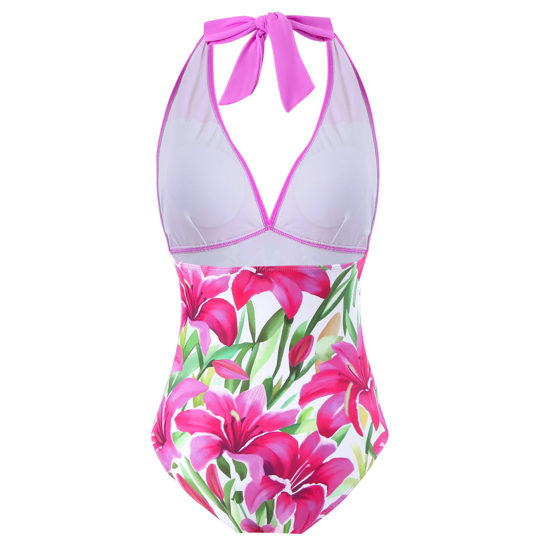 Damen Badeanzug mit floralem Design und modischem Überrock Drune