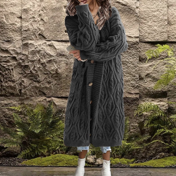 Damen Grobstrick-Kurzjacke mit strukturiertem Zopfmuster und Knopfdetails Drune