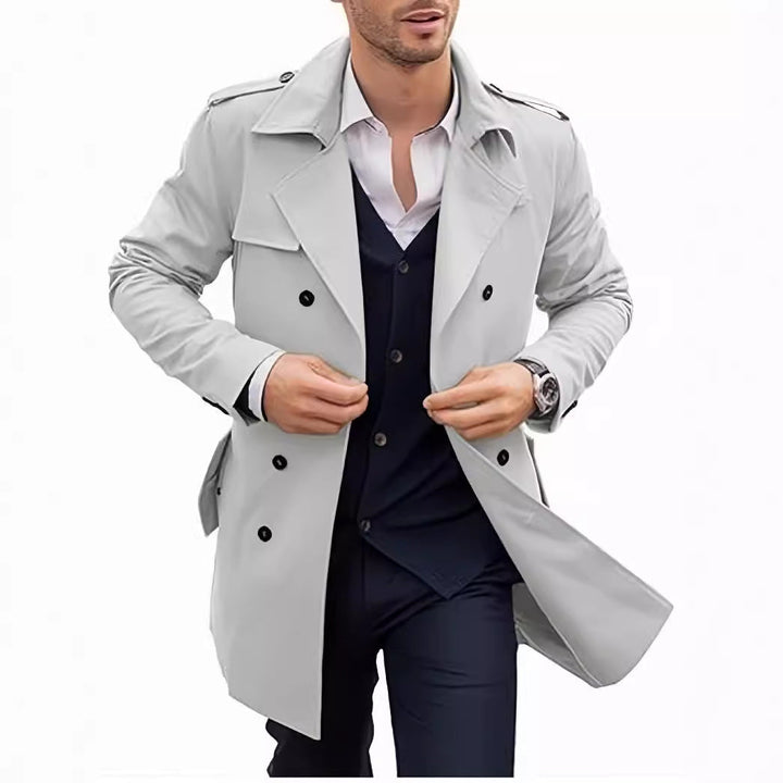 Herren leichter Trenchcoat mit modernem Design und stylischem Stehkragen Drune