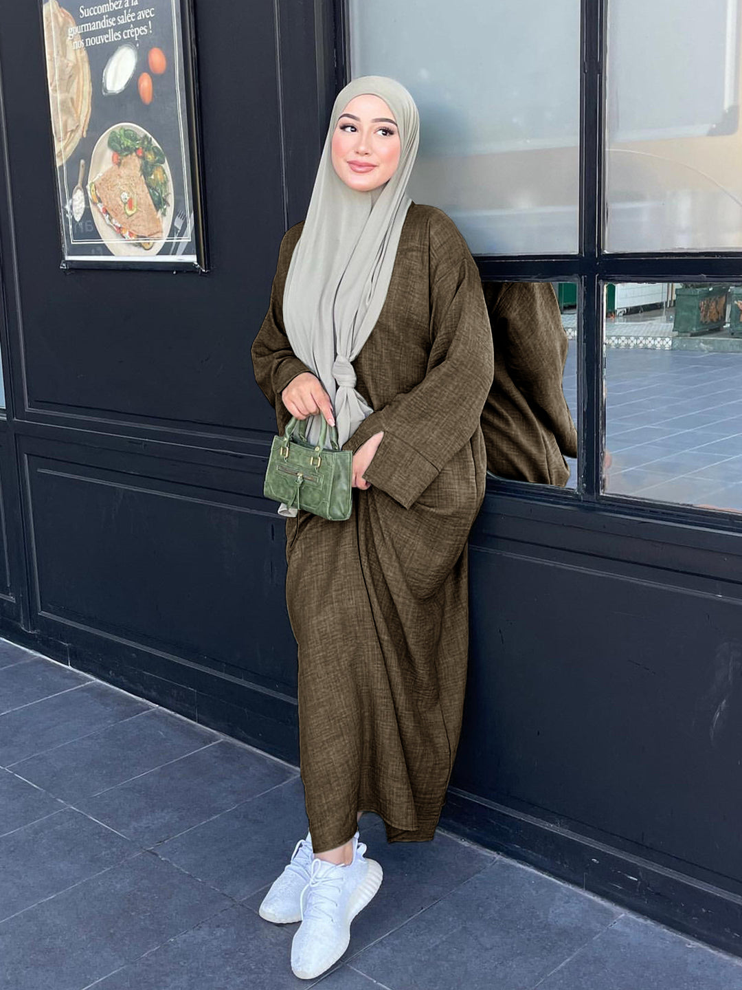 Damen Modischer Maxikleid mit voluminösen Ärmeln und eleganter Schnittführung Drune