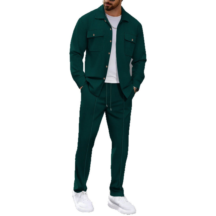 Herren modisches Freizeit-Set mit strukturierter Jacke und bequemen Hosen Drune