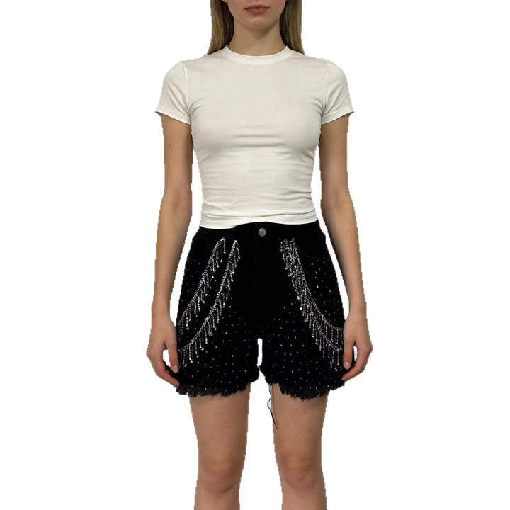 Damen Designer Denim-Shorts mit trendigen Kettenverzierungen Drune