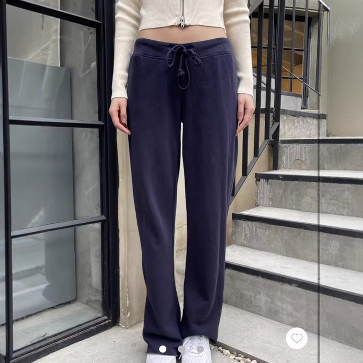 Damen bequeme Lounge-Hose mit verstellbarem Bund Drune