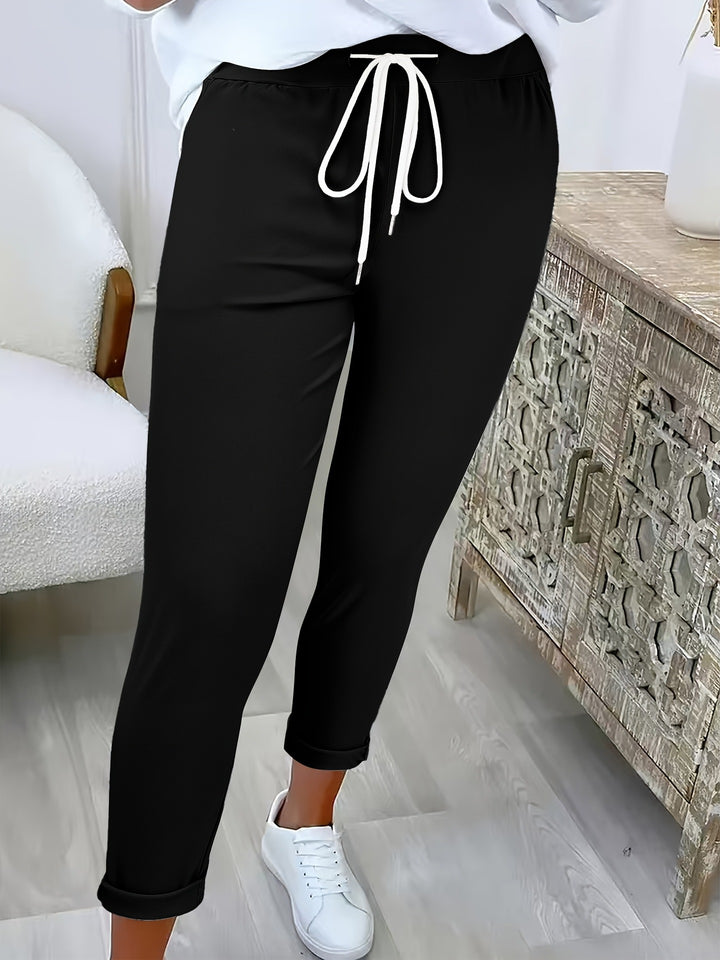 Damen nan taillierte Freizeithose mit Kordelzug und Umschlagbündchen Drune