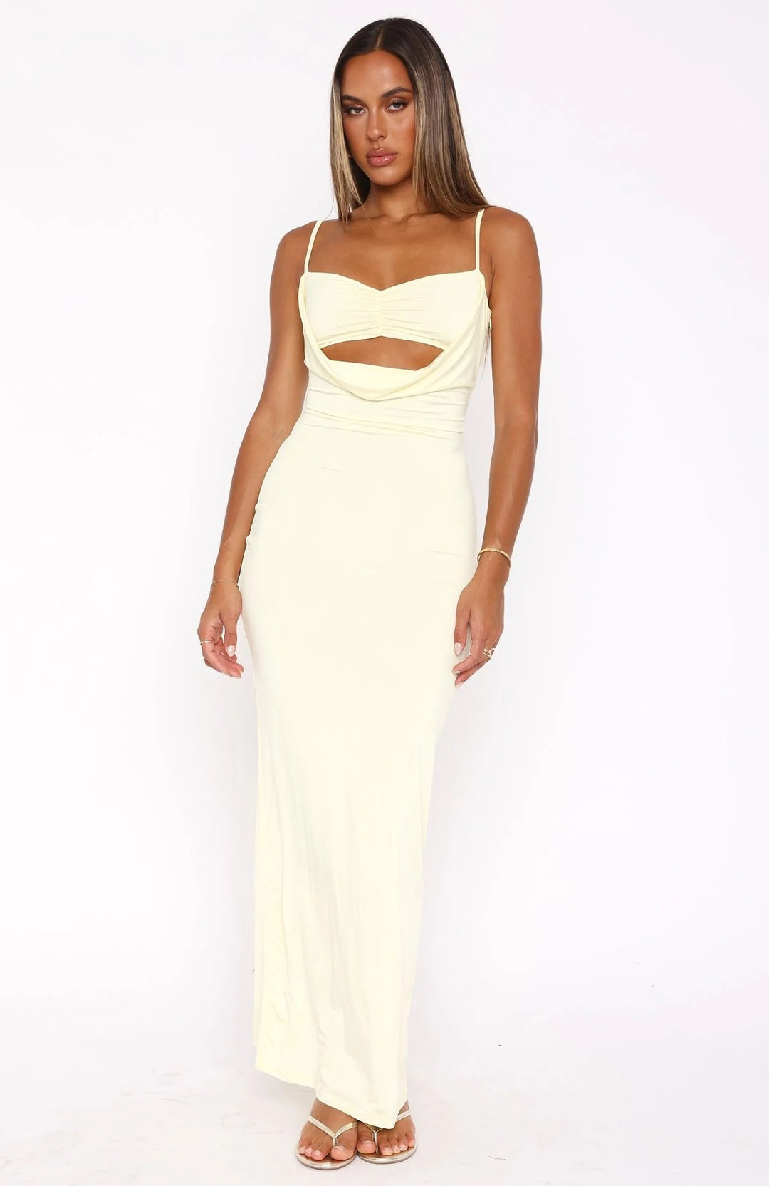 Damen Elegantes Cut-Out Maxikleid Drune