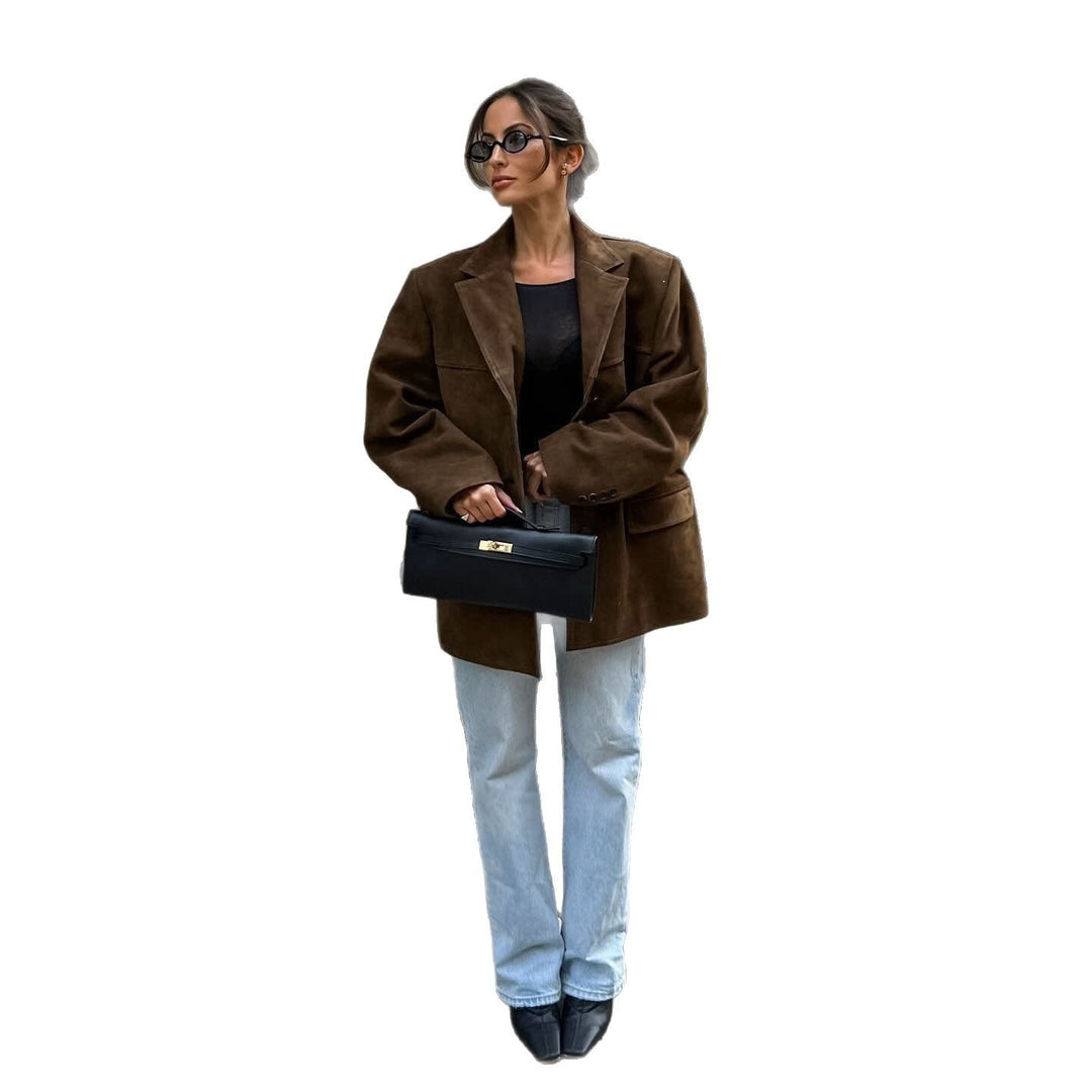 Damen modische Blazerjacke aus Wildleder Drune