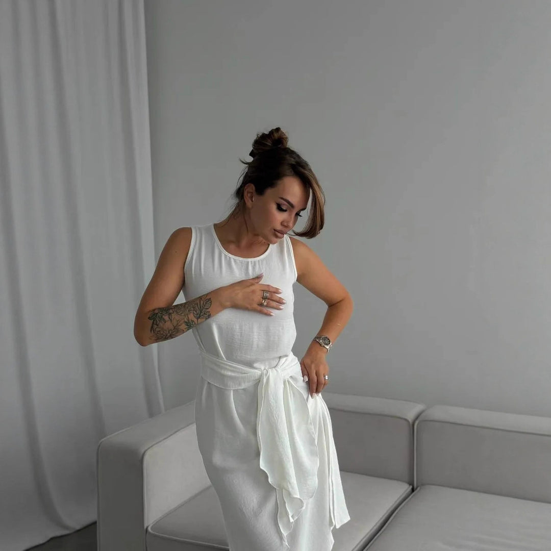 Damen sommerliches Wickelkleid mit seitlichem Schlitz und tailliertem Design Drune