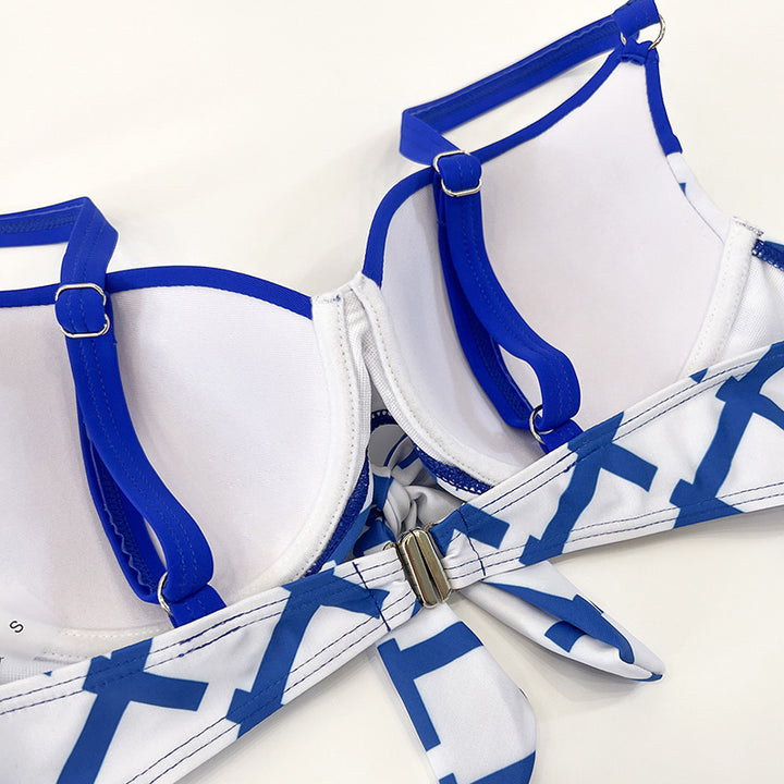 Damen Bikini-Set mit elegantem Knoten-Design und Hochbund Drune