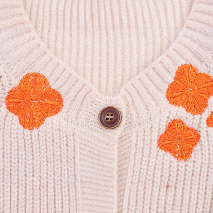 Damen Strickjacke mit liebevoller Blumenstickerei Drune