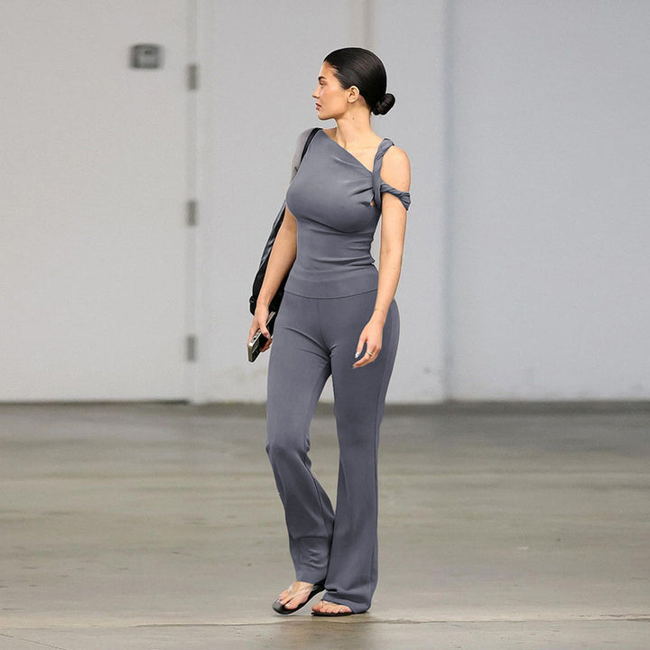 Damen Trendiger Jumpsuit mit asymmetrischem Design und elegantem Träger Drune
