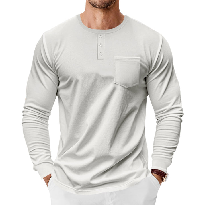 Herren Langarm-Hemden mit Knopfleiste und Brusttasche Drune