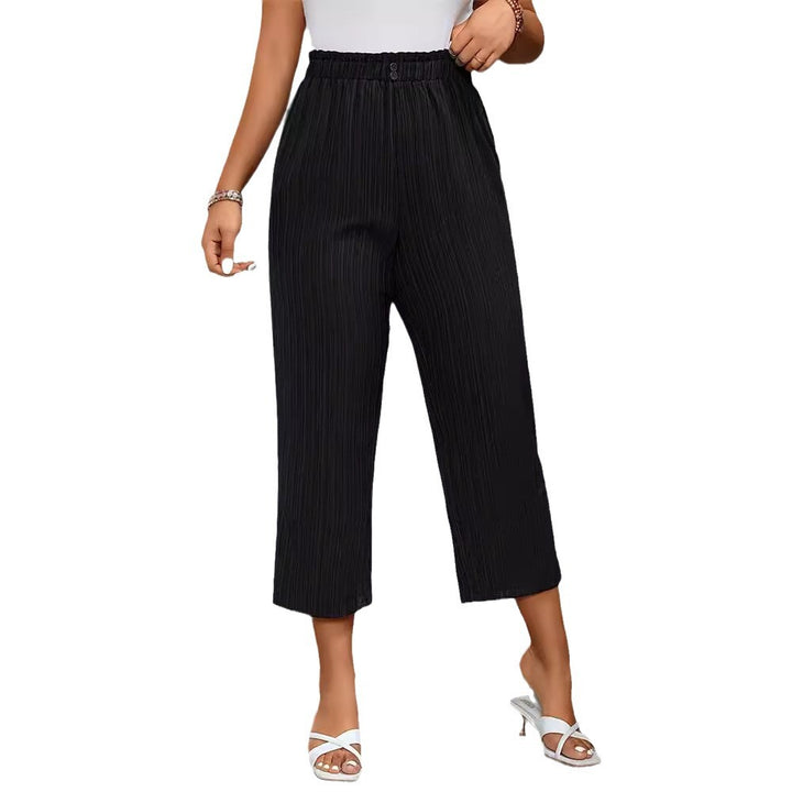 Damen Elegante und luftige Plisseehose mit elastischem Bund Drune