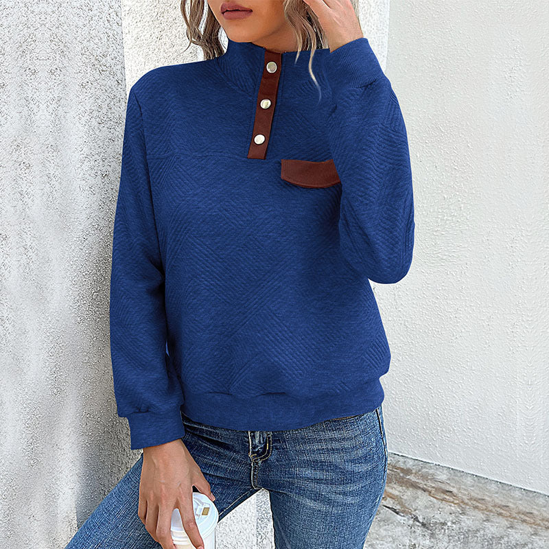 Damen Sweatshirt mit schickem Stehkragen und raffinierter Brusttasche Drune