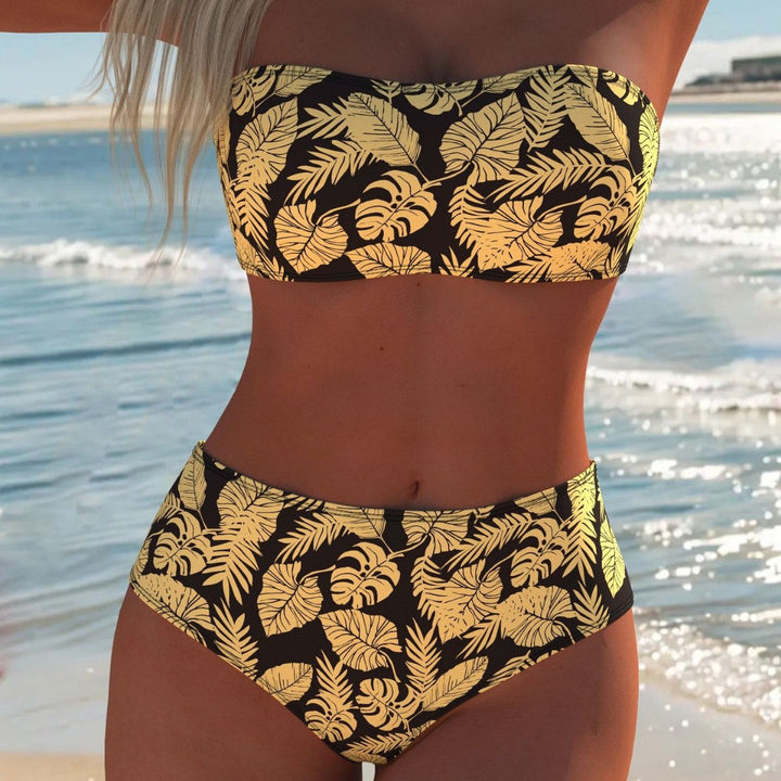 Damen Bikini-Set mit modischem Wellenmuster und verstellbaren Trägern Drune