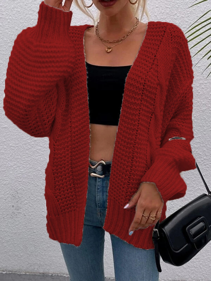 Damen Grobstrick-Cardigan mit bequemen offenen Taschen und lässigem Schnitt Drune