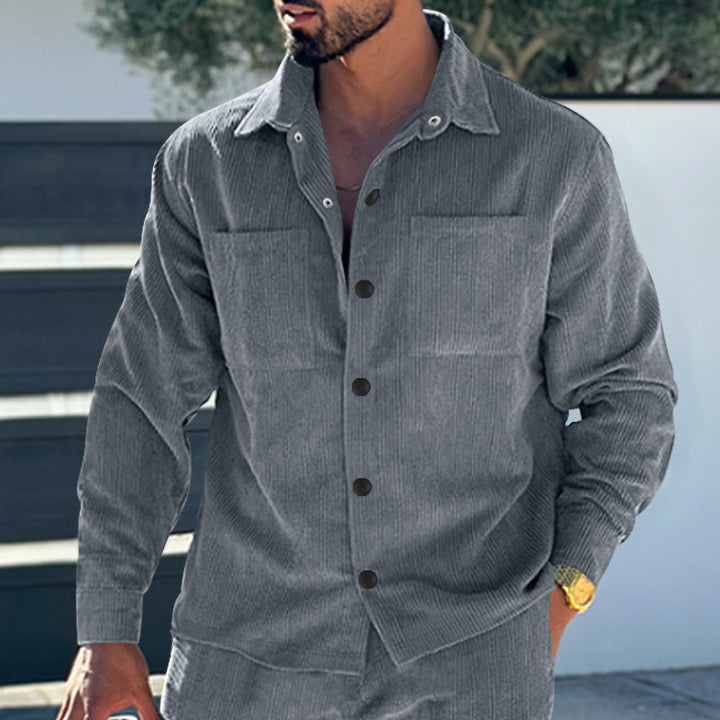 Herren Fleecejacke mit strukturiertem Design und praktischen Taschen Drune