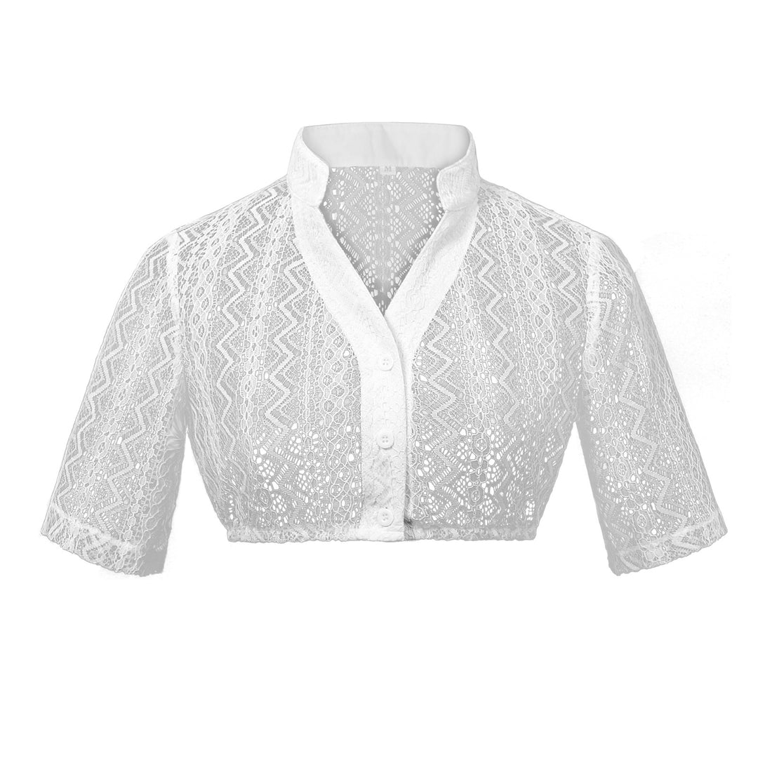 Damen nan zarter Spitzenbolero mit Stehkragen und kurzem Taillenschnitt Drune
