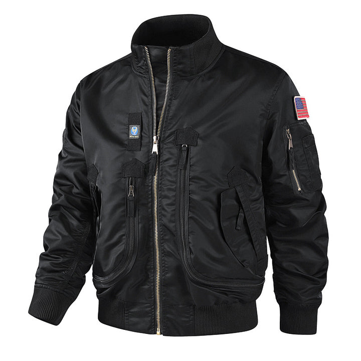 Herren nan klassische Bomberjacke im Pilotendesign mit Multifunktionstaschen und robustem Reißverschluss Drune