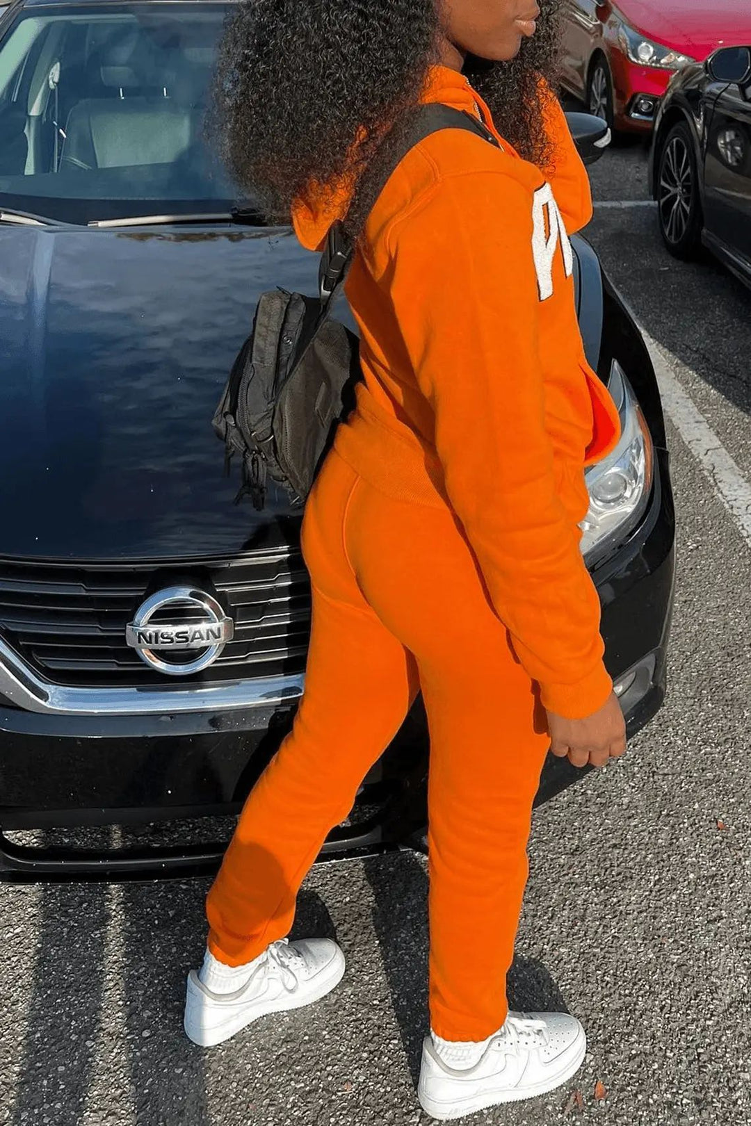 Damen kuscheliges Hoodie- und Jogginghose-Set mit auffälligem Schriftzug Drune