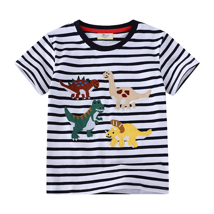 Jungen T-Shirt mit bunten Dinosaurier-Applikationen Drune
