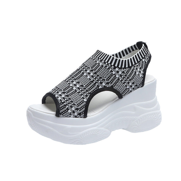 Damen nan Plateau-Sandalen mit elastischem Strickschaft und sportlicher Profilsohle Drune