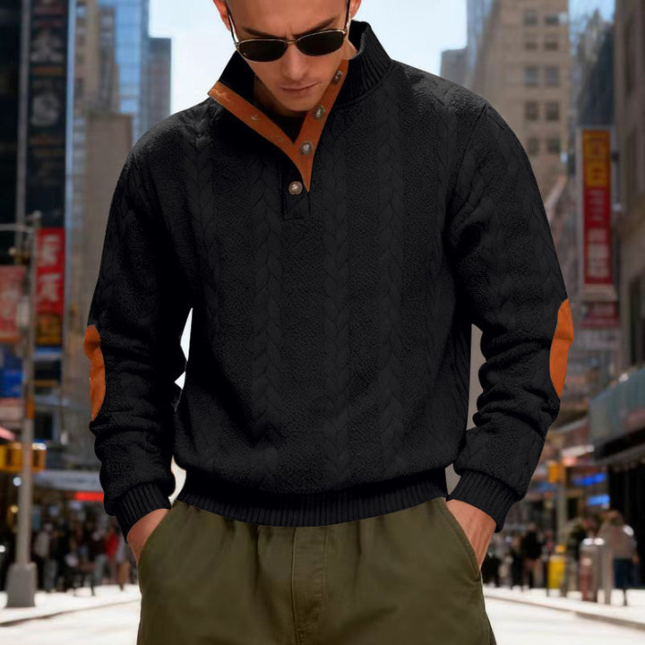 Herren gestrickter Pullover mit Kontrastdetails und modernem Knopfverschluss Drune