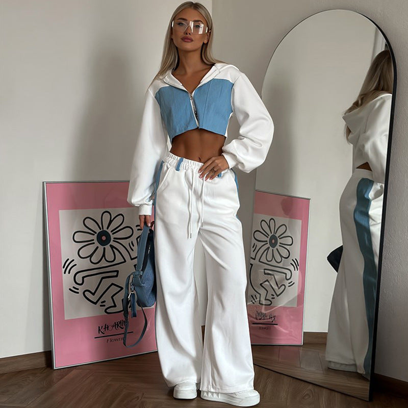 Damen Sportliches Cropped-Set mit farblich abgestimmten Akzenten Drune