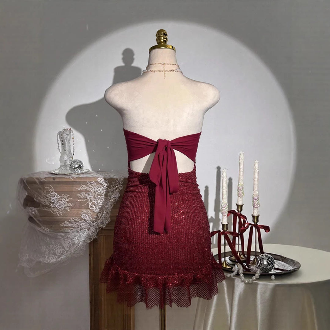 Damen Glamouröses Pailletten Kleid Drune