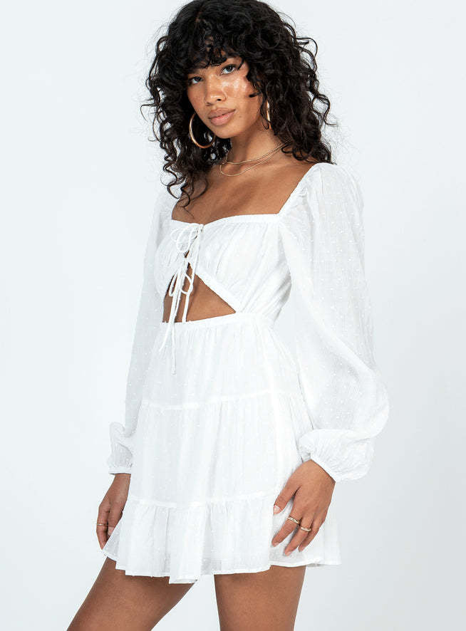 Damen luftiges Minikleid mit Cut-Out und Rüschendetails Drune