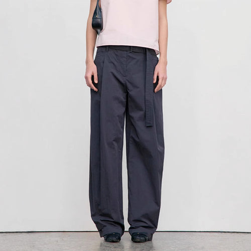 Damen Weit geschnittene Stoffhose mit Ton-in-Ton Gürtel Drune