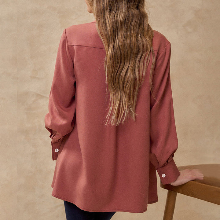 Damen Bluse mit strukturiertem Design und eleganten Knopfdetails Drune