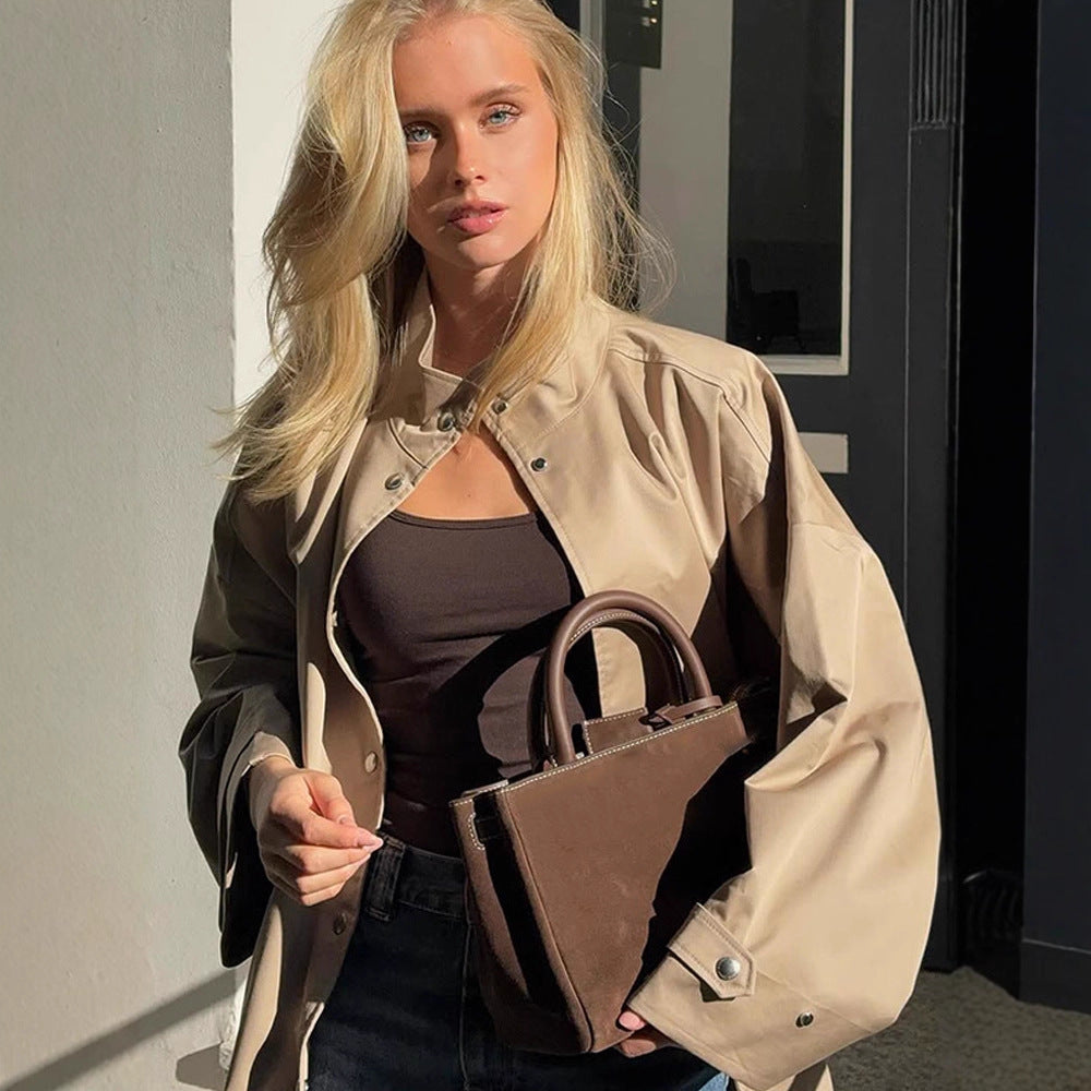 Damen lässige Oversized Jacke mit praktischen Taschen Drune