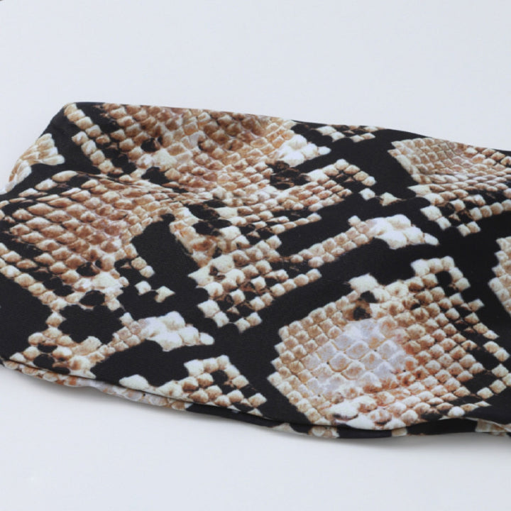 Damen Bikiniset mit raffiniertem Schlüsselelement und Snake-Print Drune