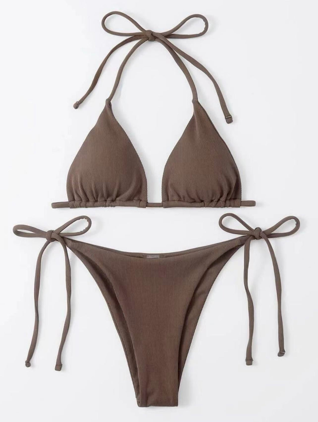 Damen Triangel-Bikini mit verstellbaren Bindebändern und feinem Rippendesign Drune