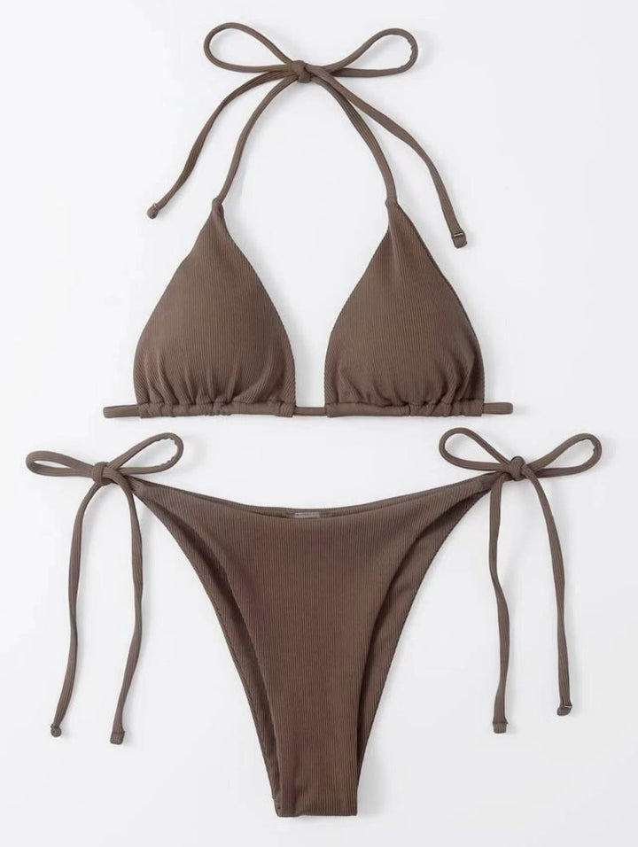 Damen Triangel-Bikini mit verstellbaren Bindebändern und feinem Rippendesign Drune