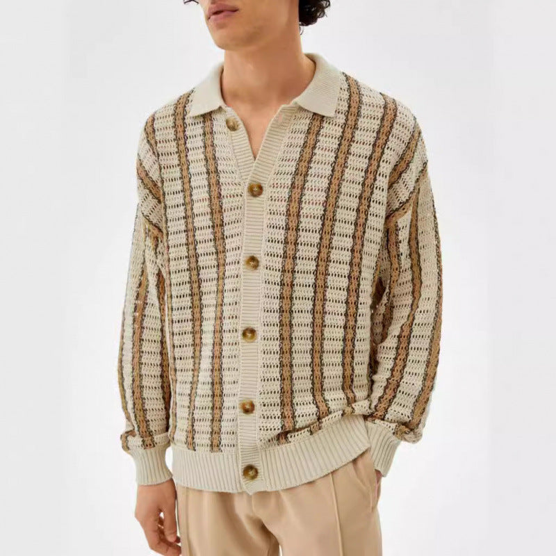 Herren Strickjacke mit eleganter Lochmuster-Optik und praktischen Knöpfen Drune